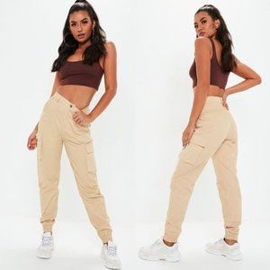 Missguided Cargo Trouser in Sand - US 4/UK 8 - Cotton